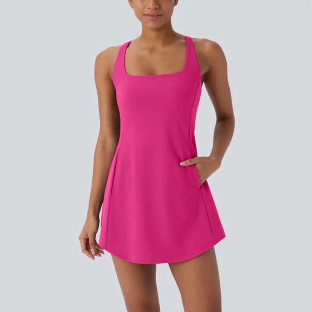 HALARA Hot Pink Tank Dress with shorts - Picture 4 of 10
